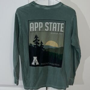 Acid wash green Appalachian App State Mountaineers Boone NC LS casual t shirt S